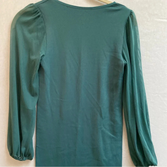 Monk & Lou Annette midi scoop neck bodycon dress chiffon sleeves Sz S/M - Picture 4 of 10